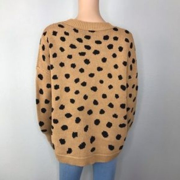 Black spots rounded split hem knit sweater - Picture 5 of 5